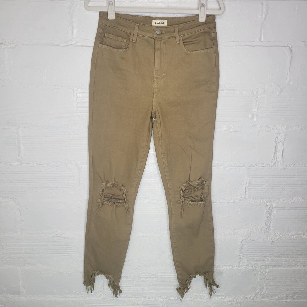 L'Agence Women's Size 28 Jeans High Line Skinny High Rise Sahara Brown Distresse
